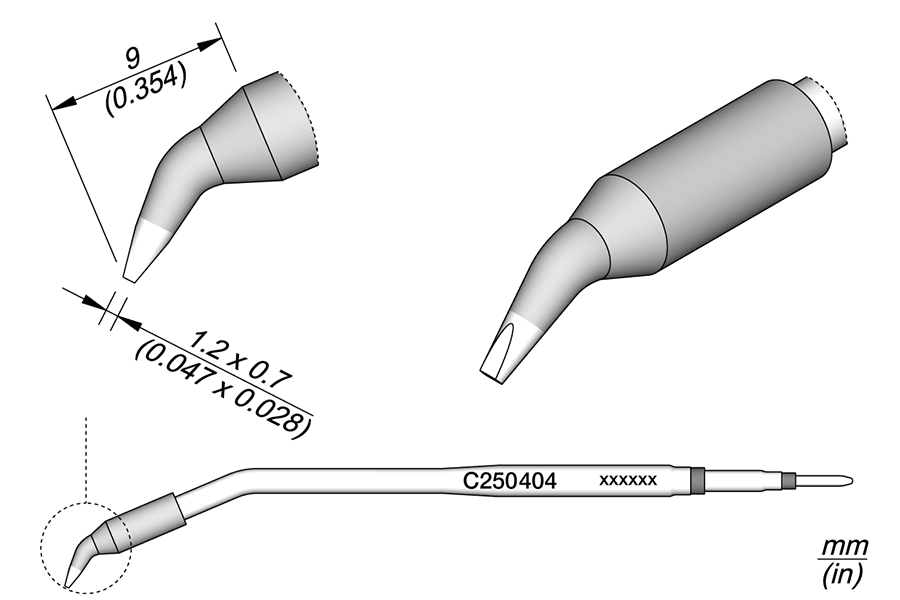 C250404 - Chisel Bent Cartridge 1.2 x 0.7